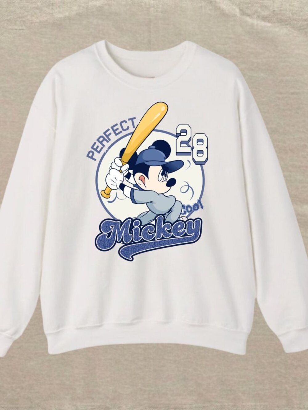 White Vintage Cartoon Baseball Player Number 28 Graphic Sweatshirt
